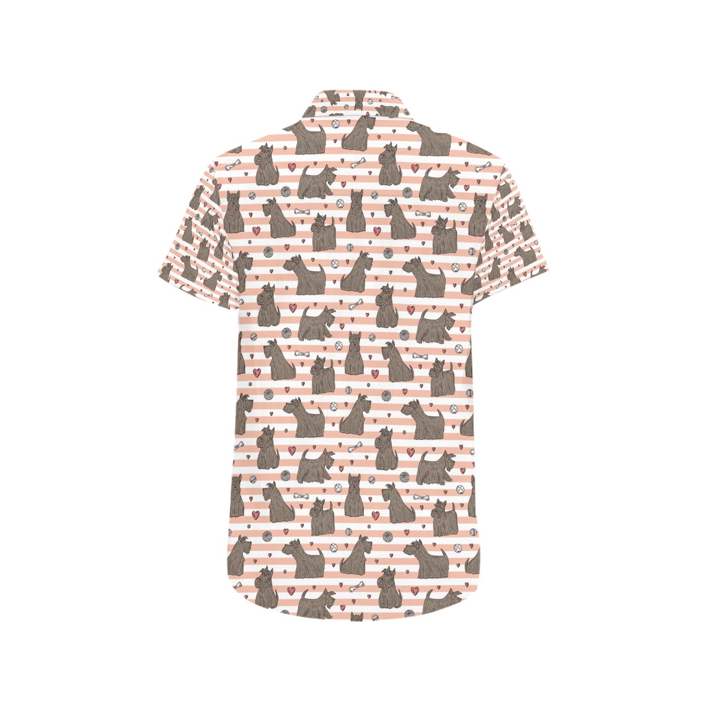 Scottish Terriers Print Design LKS3016 Men Short Sleeve Button Up Shirt