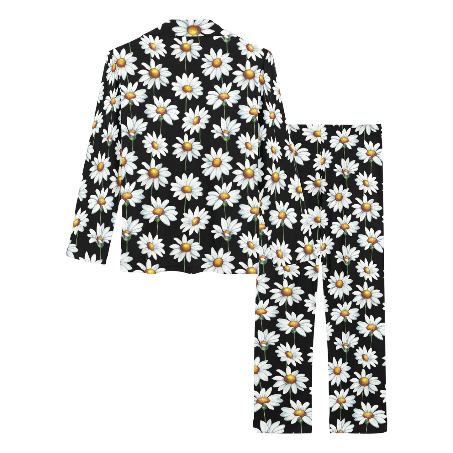 Daisy Print Pattern Women's Long Pajama Set