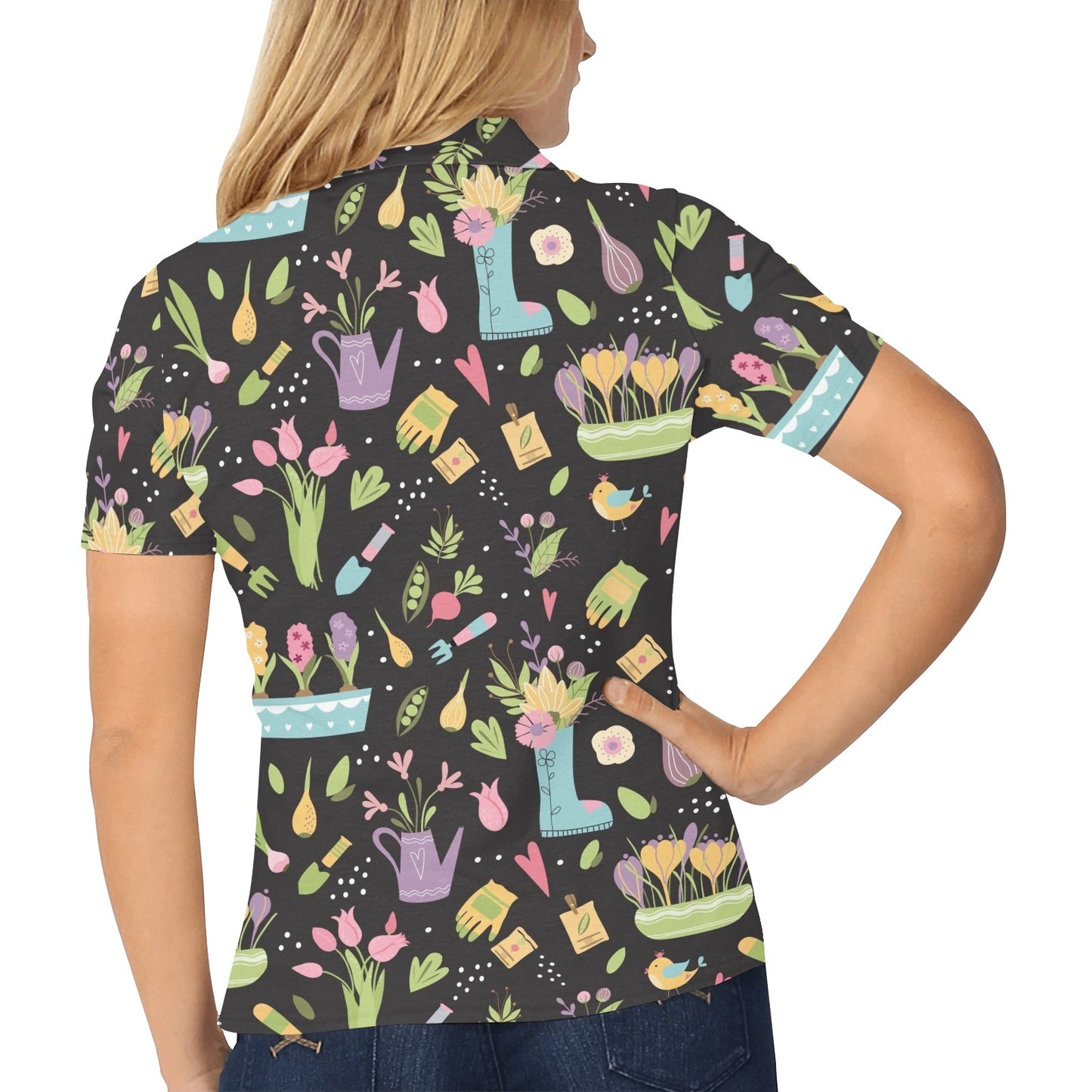 Gardening Pattern Print Design G03 Women's Polo Shirt