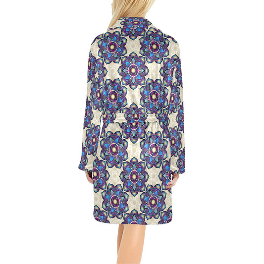 lotus Boho Pattern Print Design LO08 Women's Fleece Robe
