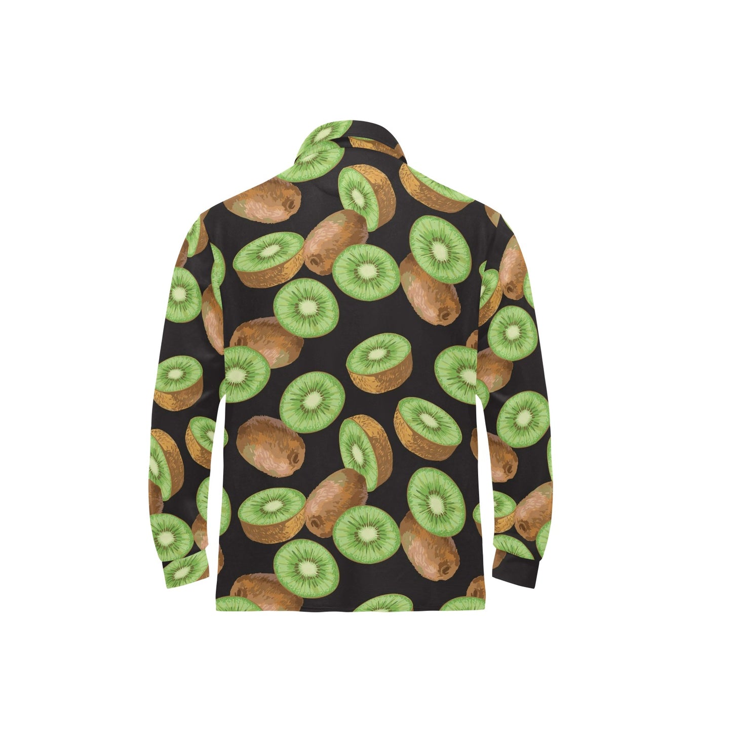 Kiwi Pattern Print Design KW03 Long Sleeve Polo Shirt For Men's