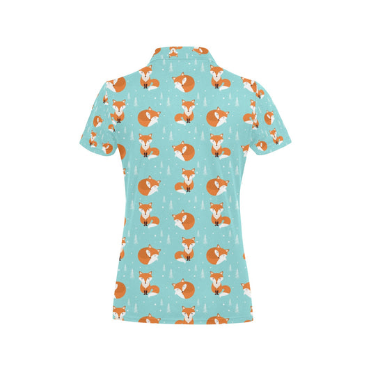 Fox Design Snow Print Pattern Women's Polo Shirt