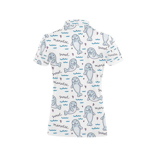 Manatee Baby Pattern Print Design 03 Women's Polo Shirt