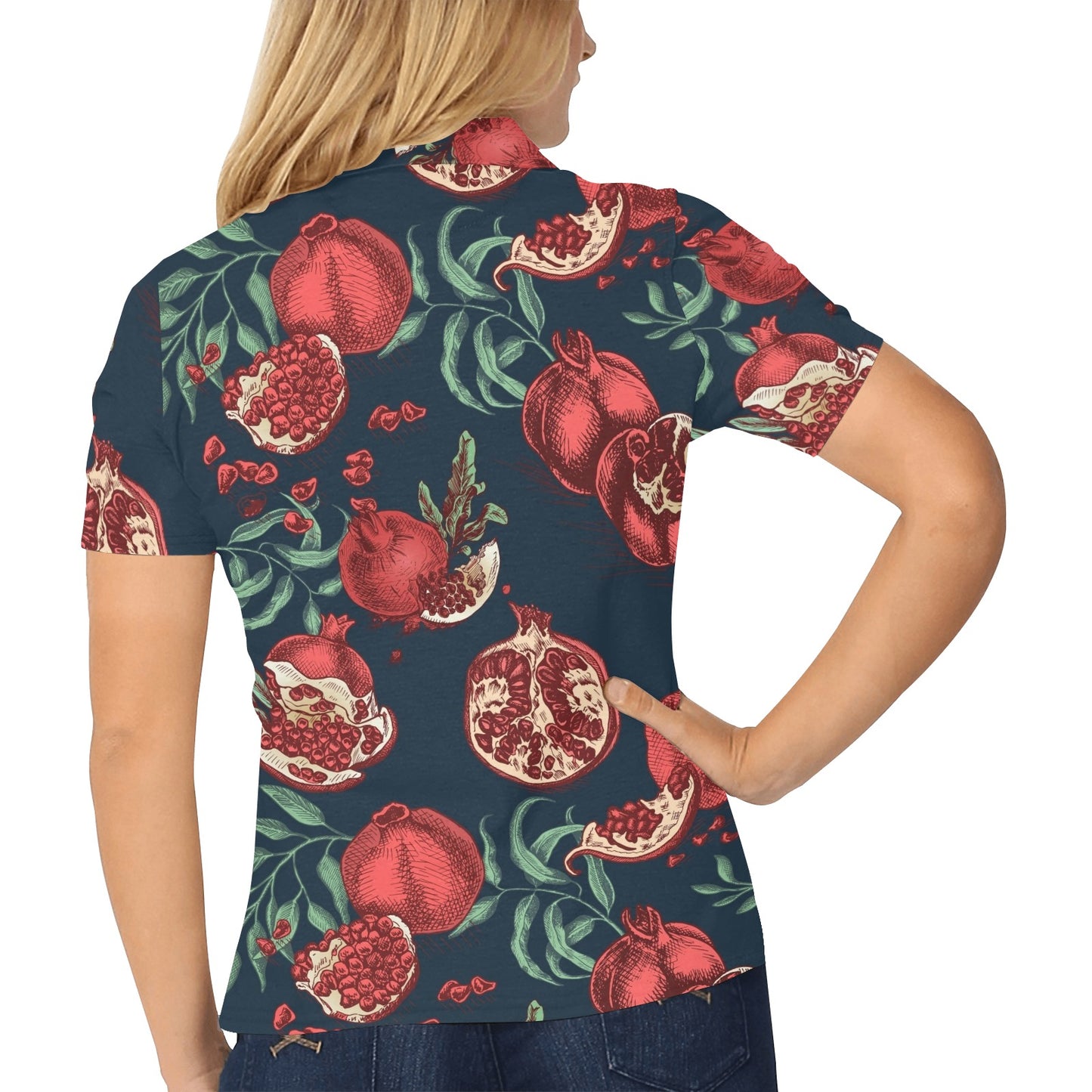 Pomegranate Pattern Print Design PG04 Women's Polo Shirt
