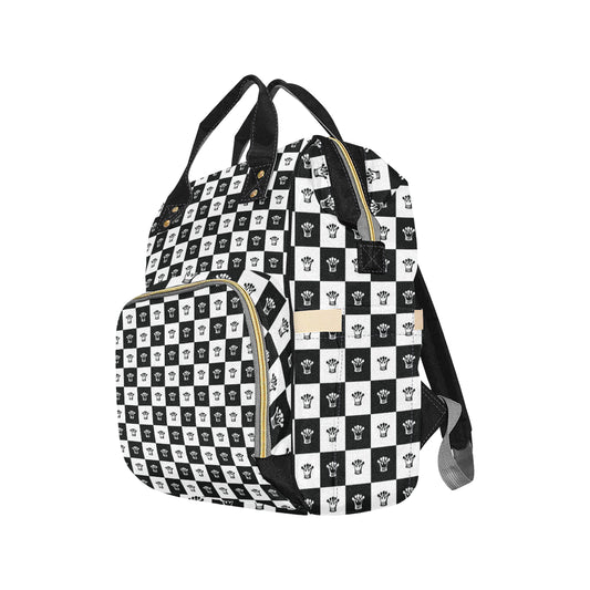Checkered Flag Crown Pattern Diaper Bag Backpack
