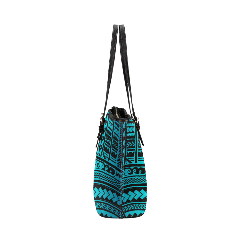 Polynesian Tribal Leather Tote Bag