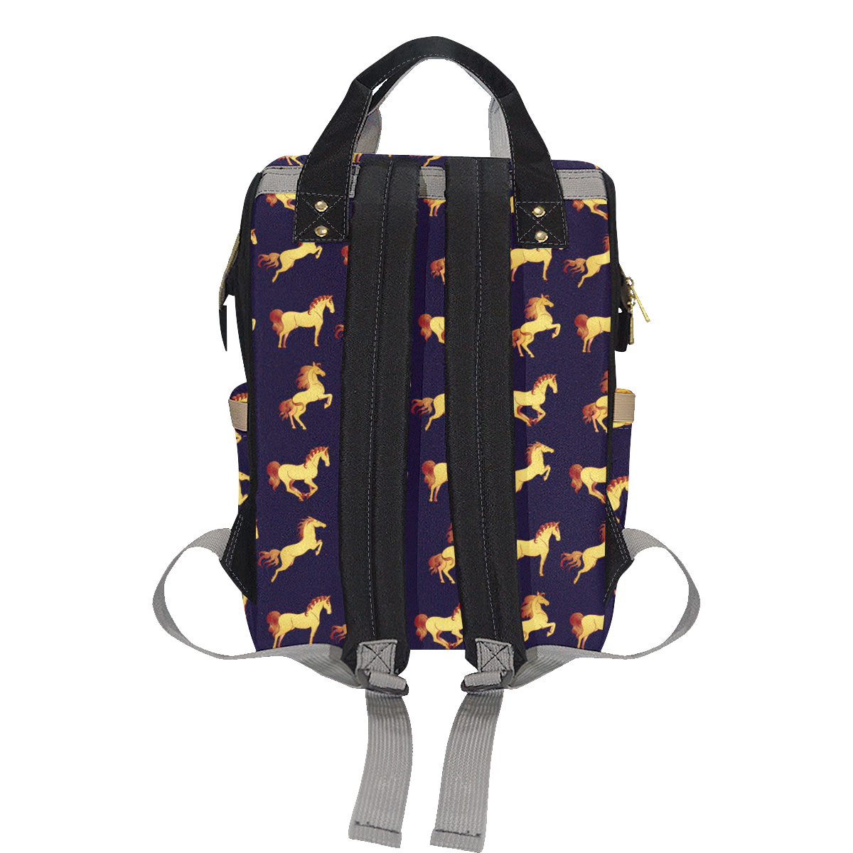 Gold Horse Pattern Diaper Bag Backpack