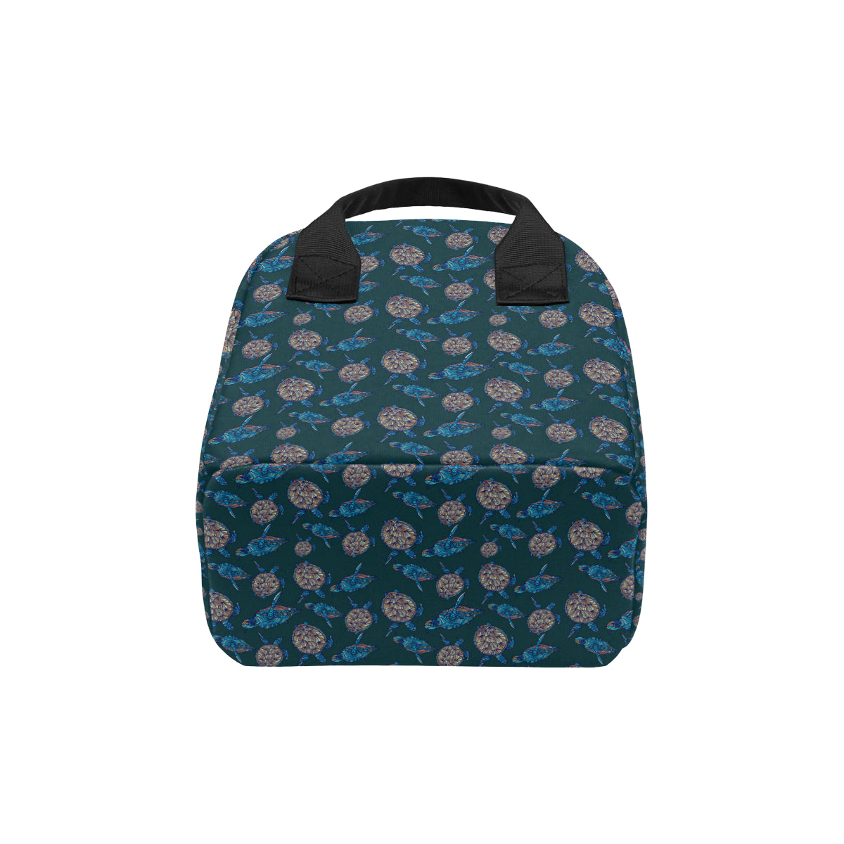 Sea Turtle Hand Drawn Blue Print Insulated Lunch Bag