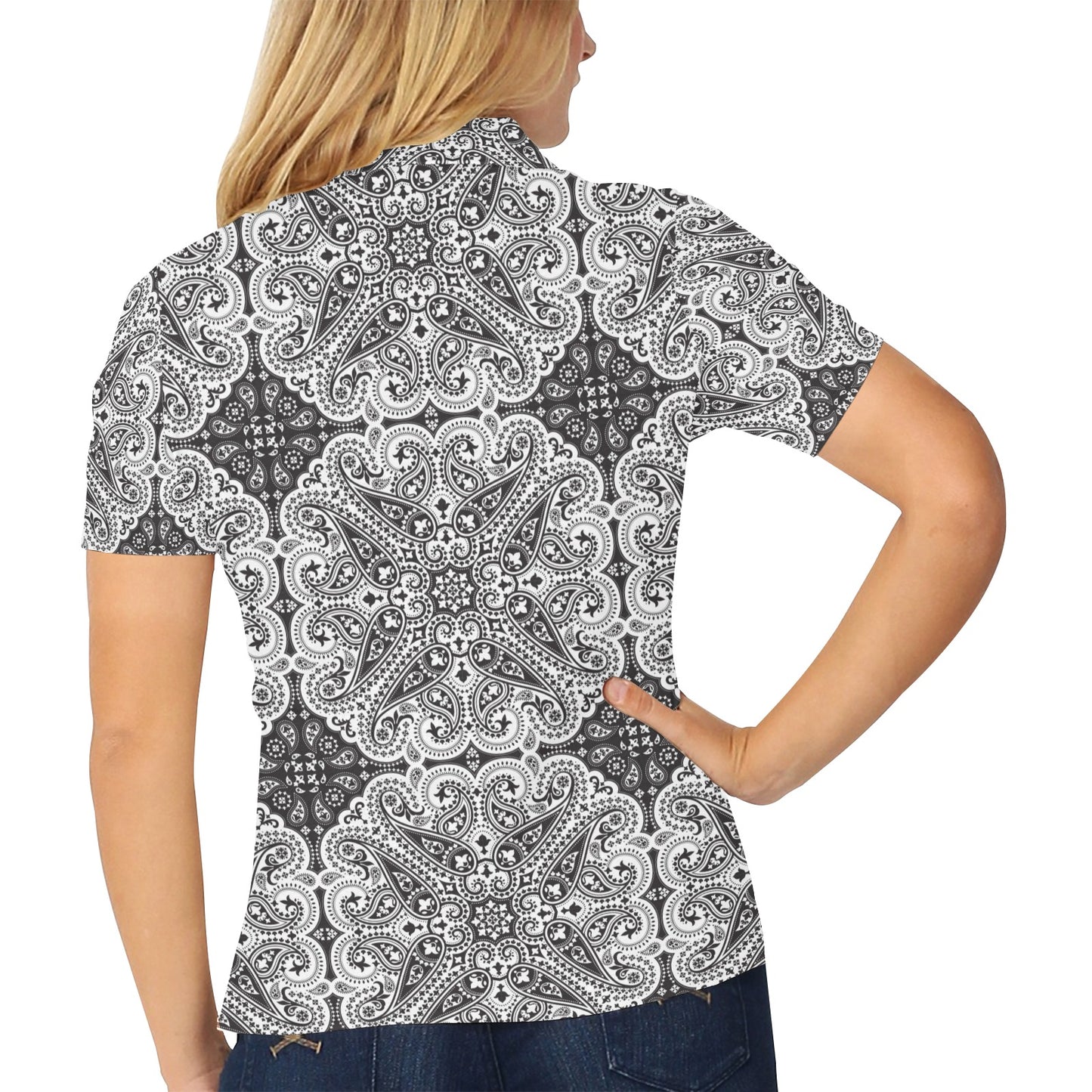 Bandana Print Design LKS309 Women's Polo Shirt