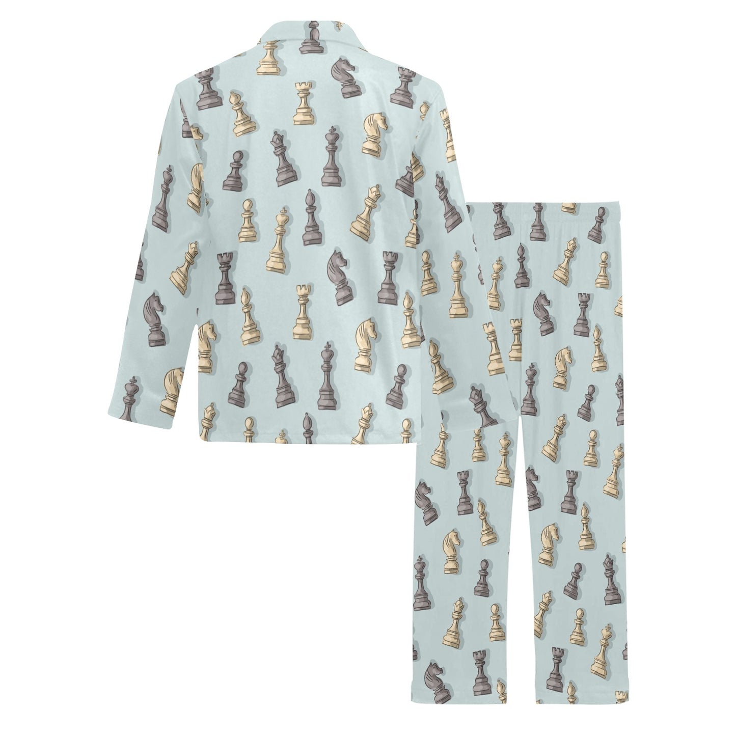 Chess Pattern Print Design 02 Men's Long Pajama Set