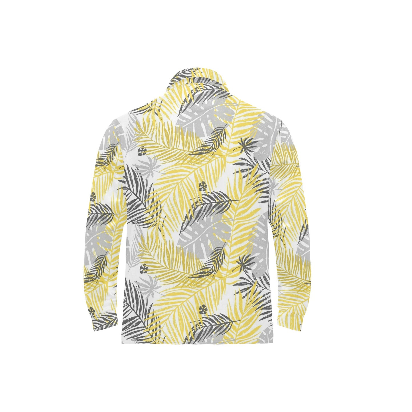 Palm Leaves Pattern Print Design PL012 Long Sleeve Polo Shirt For Men's