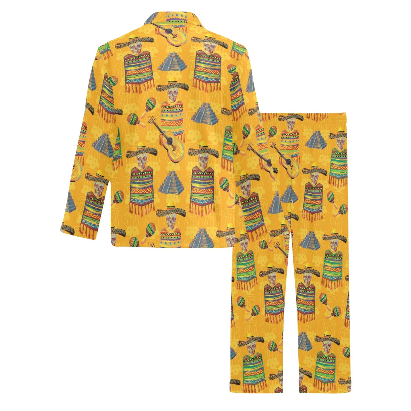 Maracas Mexican Style Pattern Print Design 02 Men's Long Pajama Set