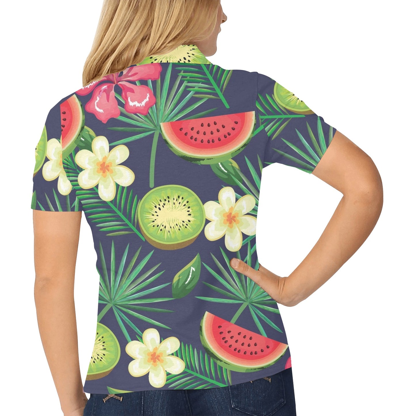 Tropical Fruits Pattern Print Design TF05 Women's Polo Shirt