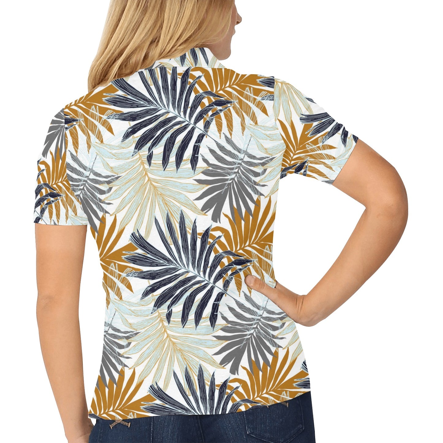 Colorful Tropical Palm Leaves Women's Polo Shirt
