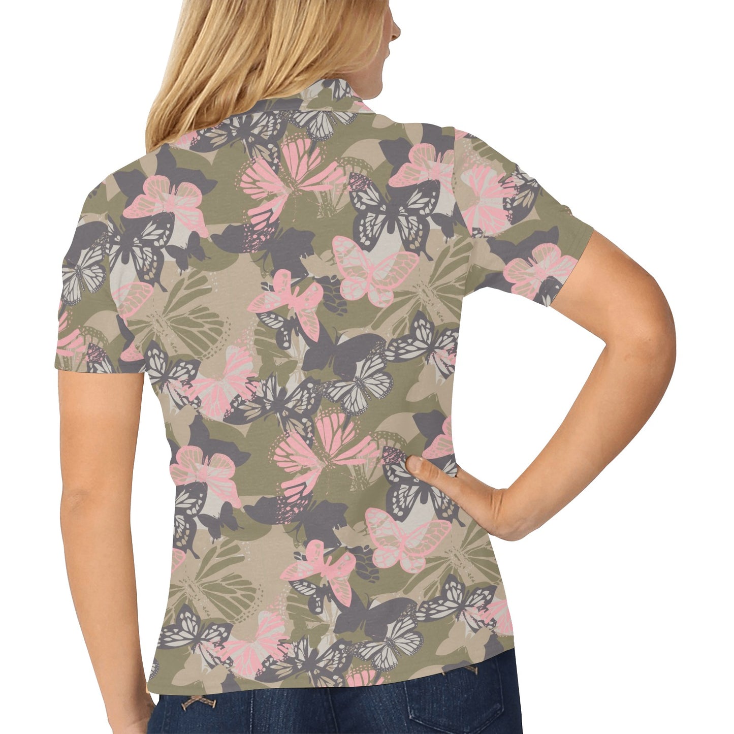 Butterfly camouflage Women's Polo Shirt
