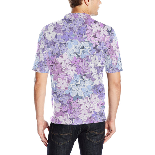 Lilac Pattern Print Design LI01 Men Polo Shirt
