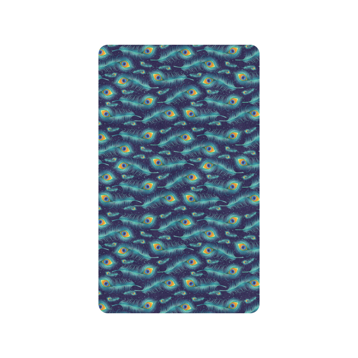 Peacock Feather Blue Design Print Rubber Doormat