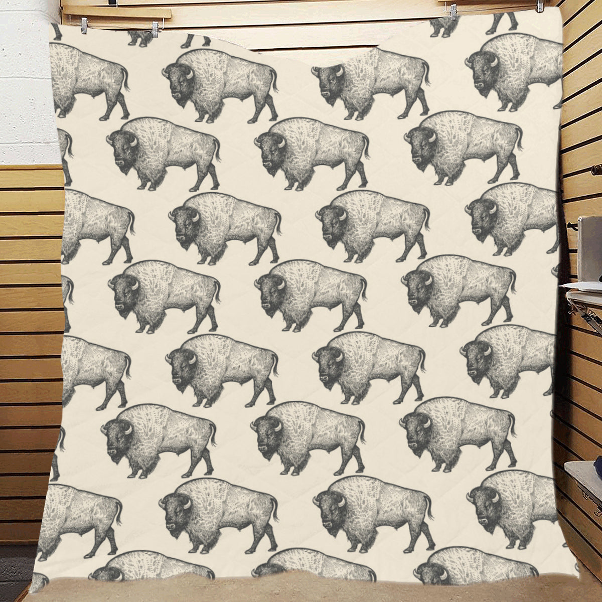 Bison Pattern Print Design 02 Premium Quilt