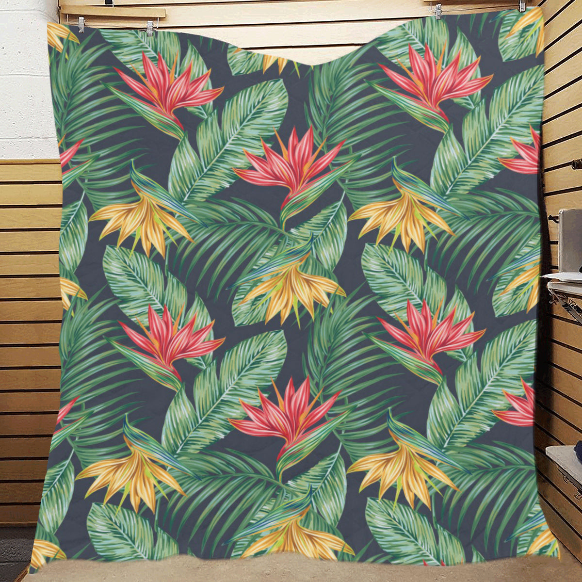 Bird Of Paradise Pattern Print Design BOP09 Premium Quilt