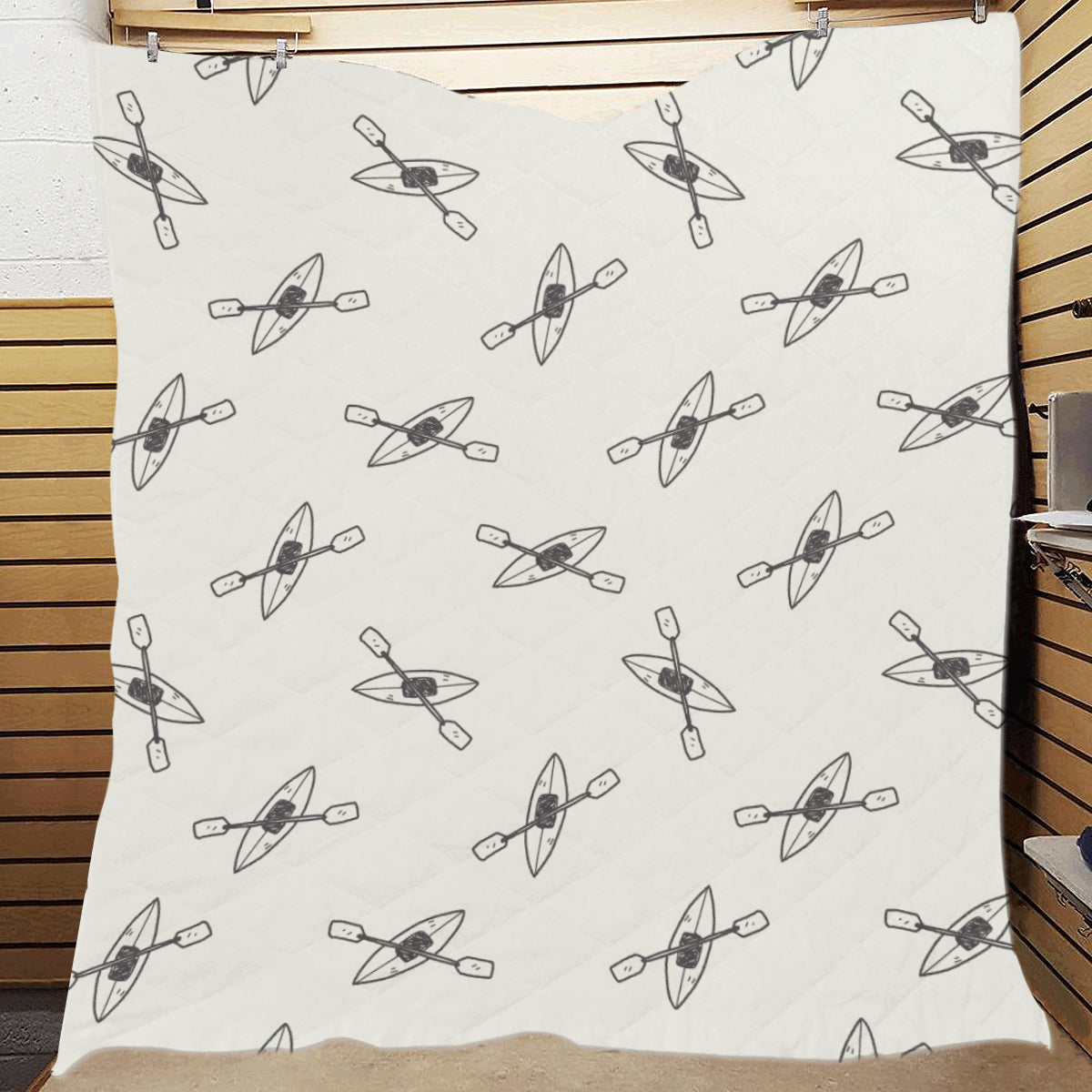 Kayak Pattern Print Design 01 Premium Quilt