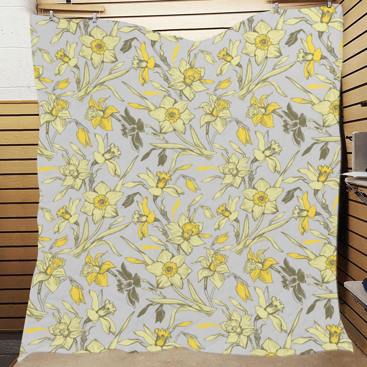 Daffodils Pattern Print Design DF05 Premium Quilt
