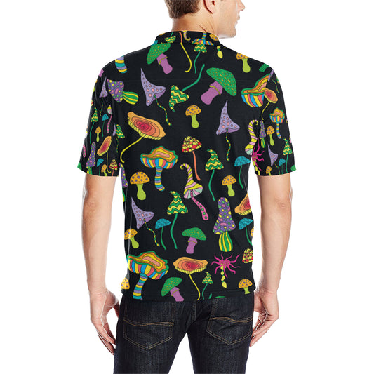 Psychedelic Mushroom Pattern Print Design A02 Men Polo Shirt