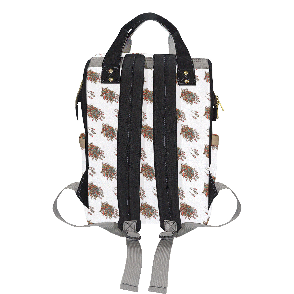 Aztec Wolf Pattern Print Design 02 Diaper Bag Backpack