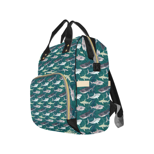 Shark Style Print Diaper Bag Backpack