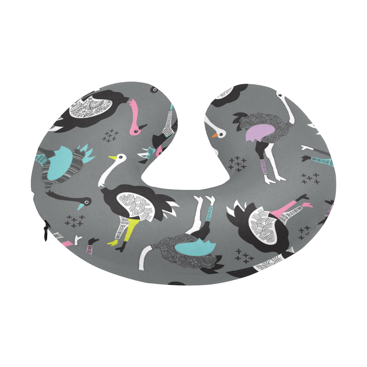 Ostrich Pattern Print Design 01 U-Shaped Travel Neck Pillow