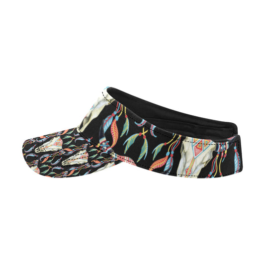 Buffalo Head Boho Style Pattern Print Design 01 Unisex Sun Visor