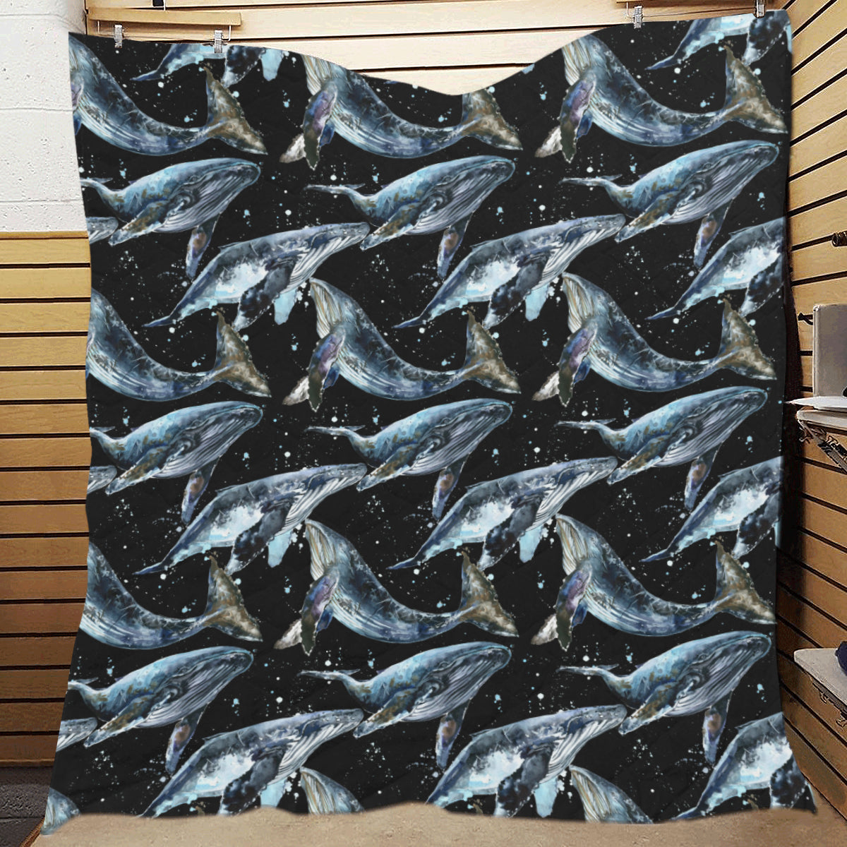 Humpback Whale Pattern Print Design 01 Premium Quilt