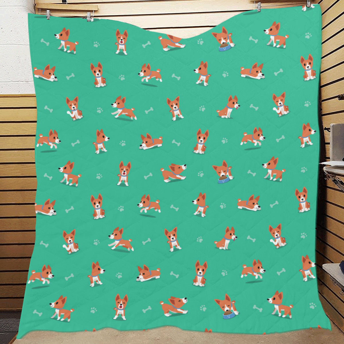 Basenji Pattern Print Design 02 Premium Quilt