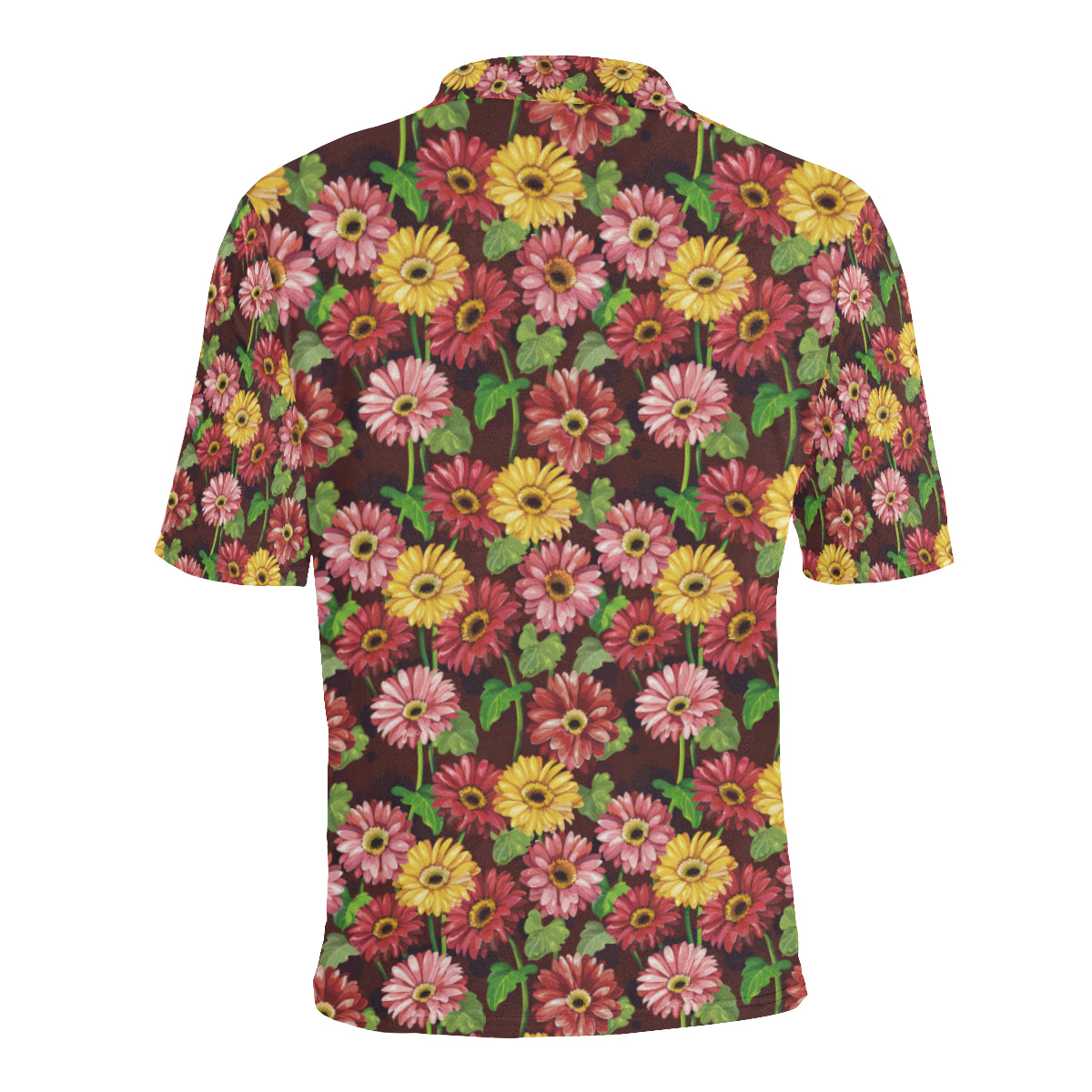 Daisy Gerbera Print Pattern Men Polo Shirt