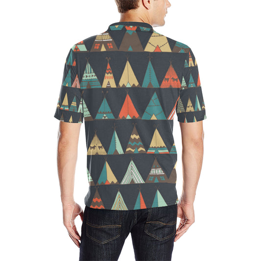 Tribal native american tent Aztec Men Polo Shirt