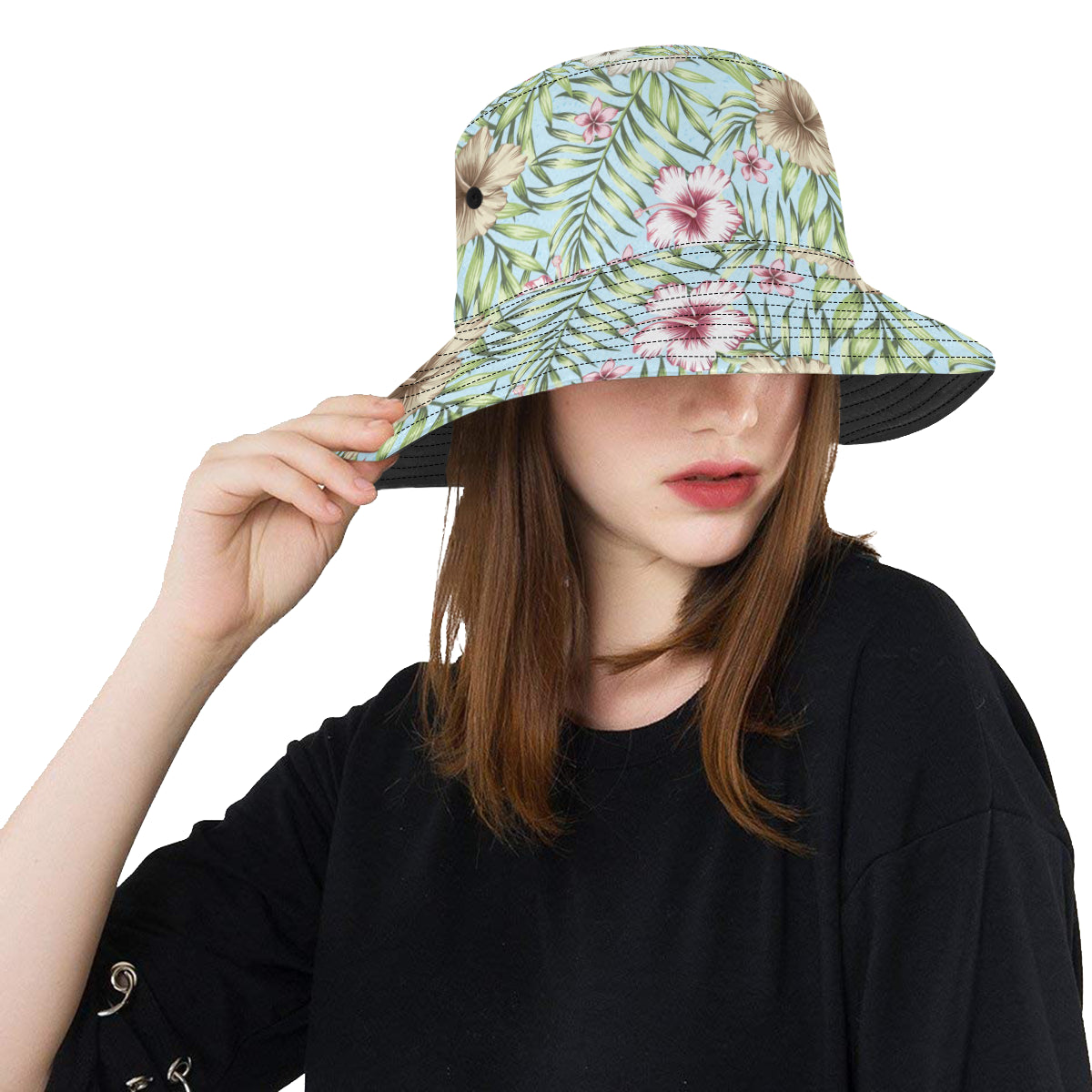 Tropical Flower Pattern Print Design TF05 Unisex Bucket Hat