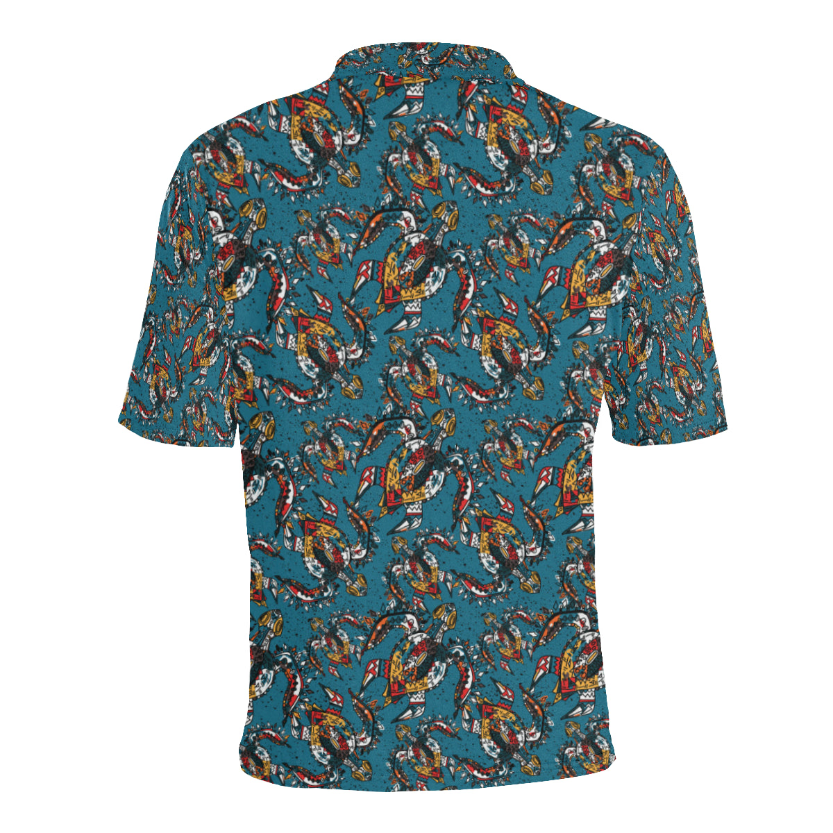 Sea Turtle Tribal Colorful Hand Drawn Men Polo Shirt