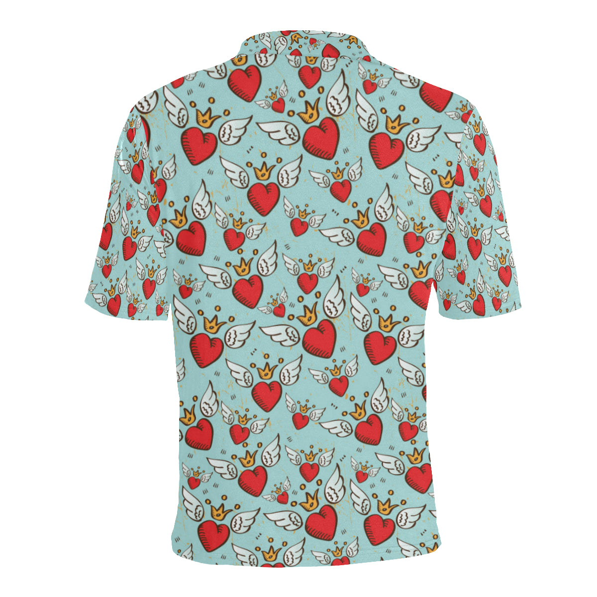 Angel Wings Heart Pattern Print Design 02 Men Polo Shirt