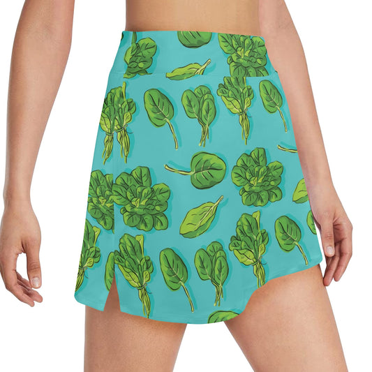 Spinach Print Design LKS301 17" Golf & Pickleball Skort with Pockets