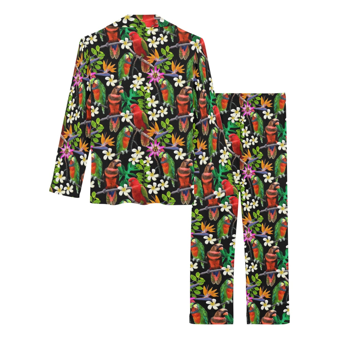 Parrot Design Print Women's Long Pajama Set