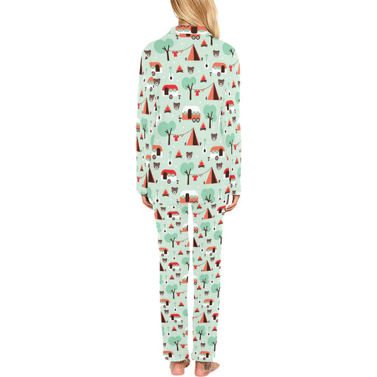 Camper Tent Pattern Print Design 01 Women's Long Pajama Set