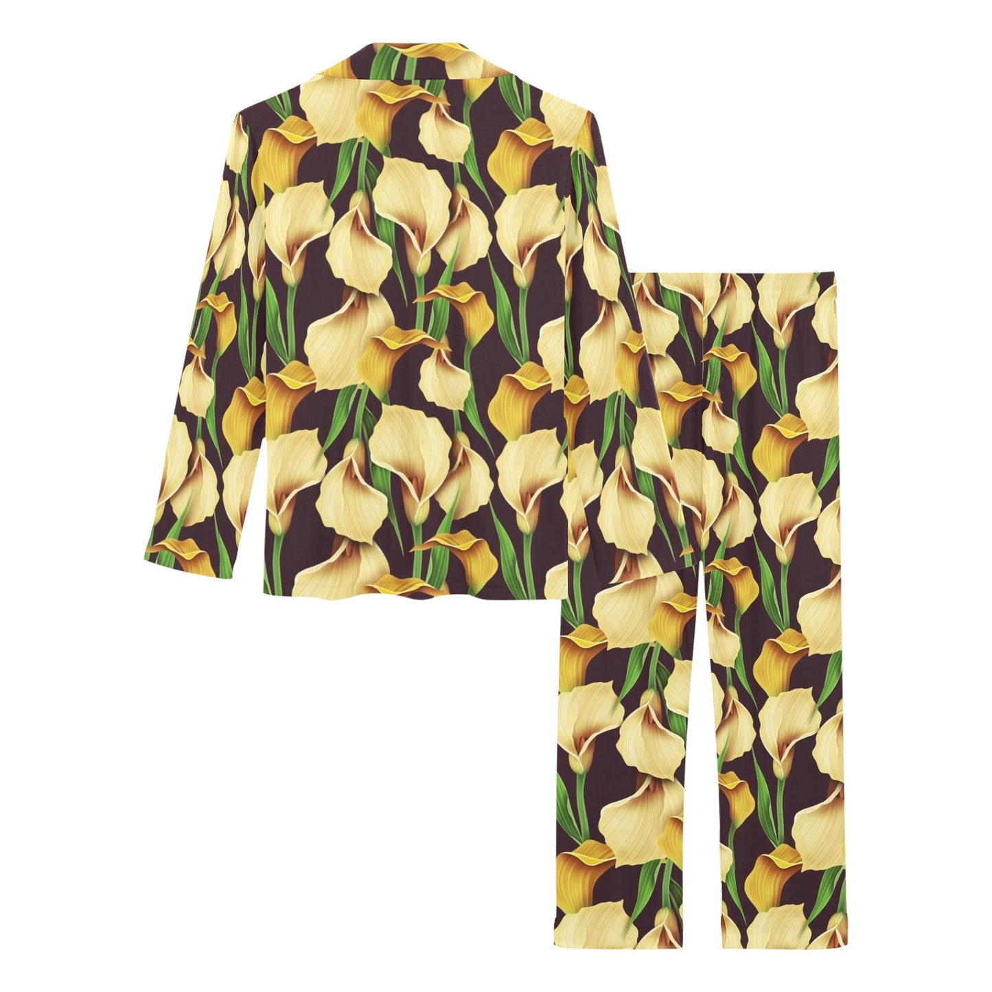 Lily Pattern Print Design LY013 Women's Long Pajama Set
