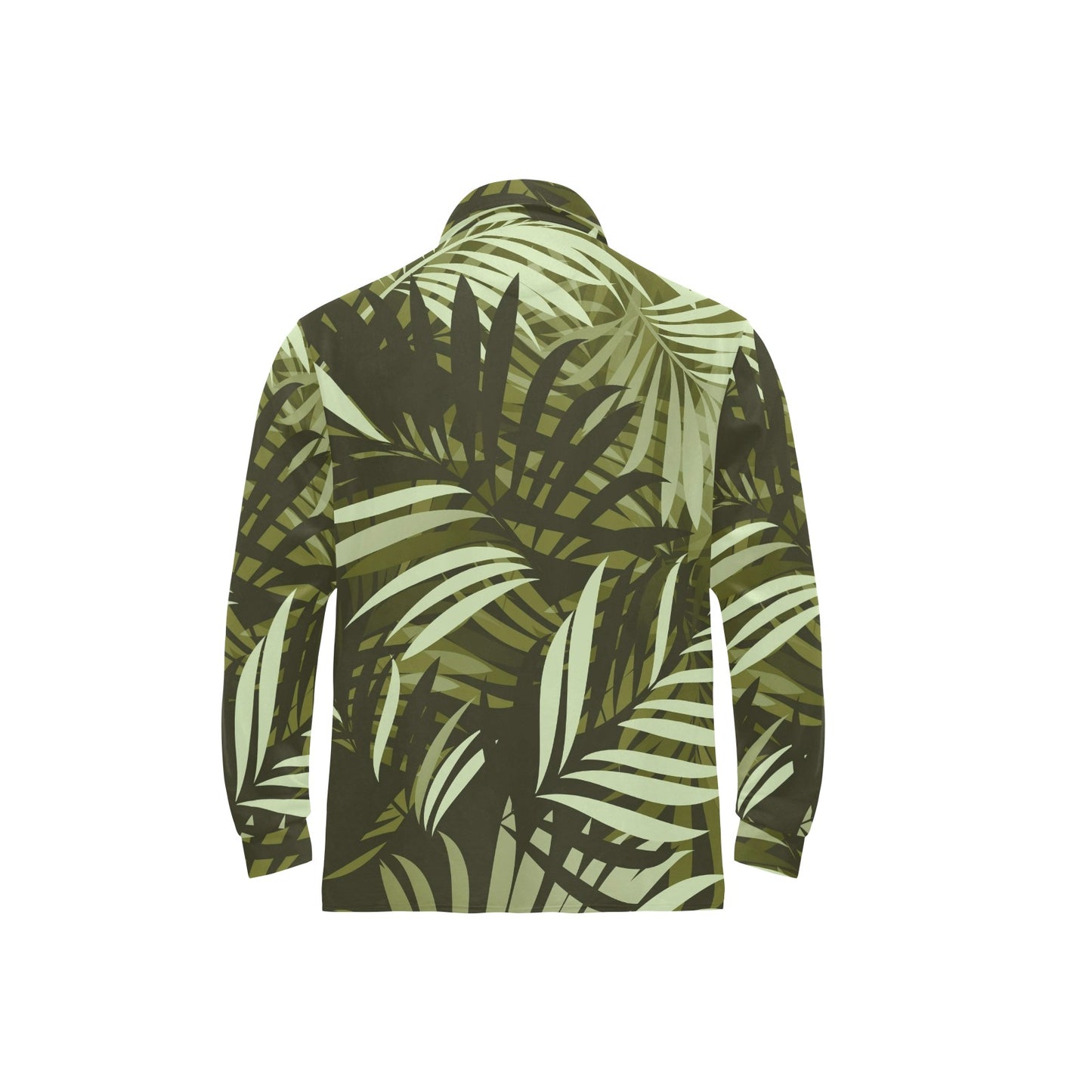 Palm Leaves Pattern Print Design PL05 Long Sleeve Polo Shirt For Men's