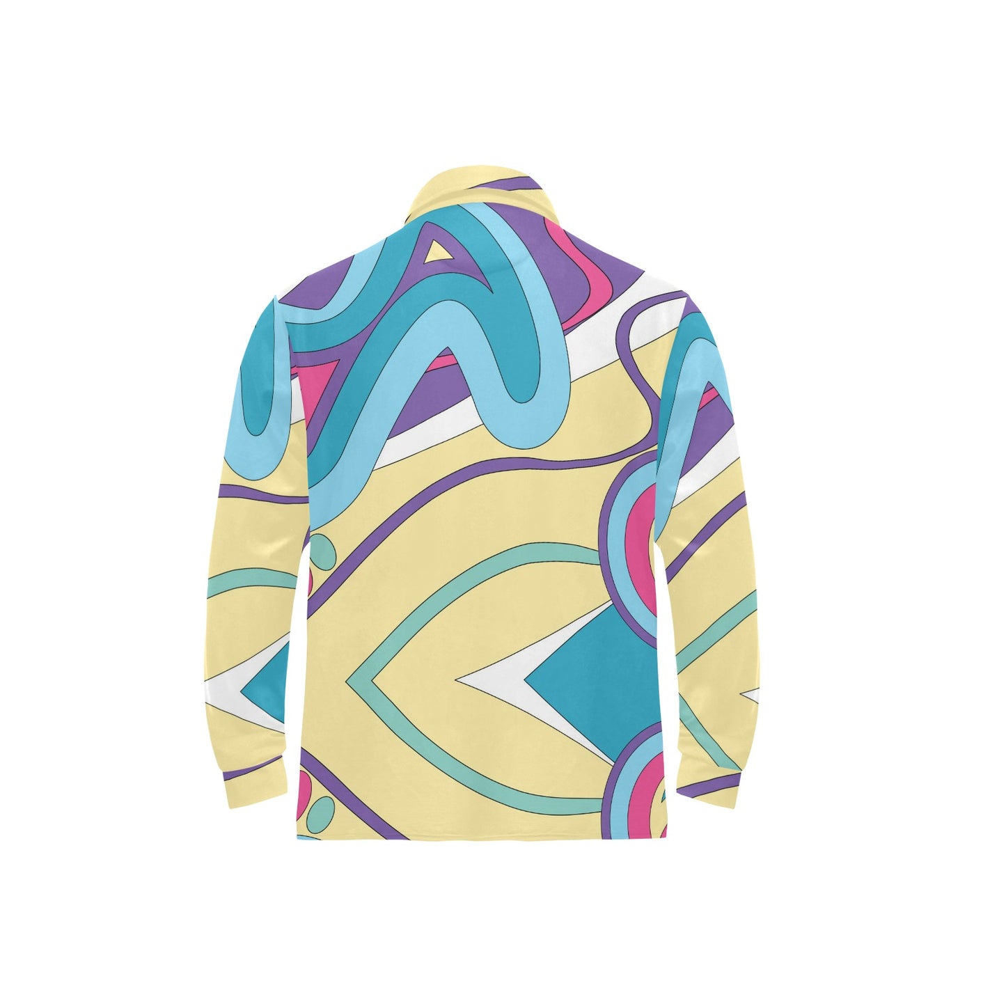 Funky Retro Pattern Print Design A01 Long Sleeve Polo Shirt For Men's