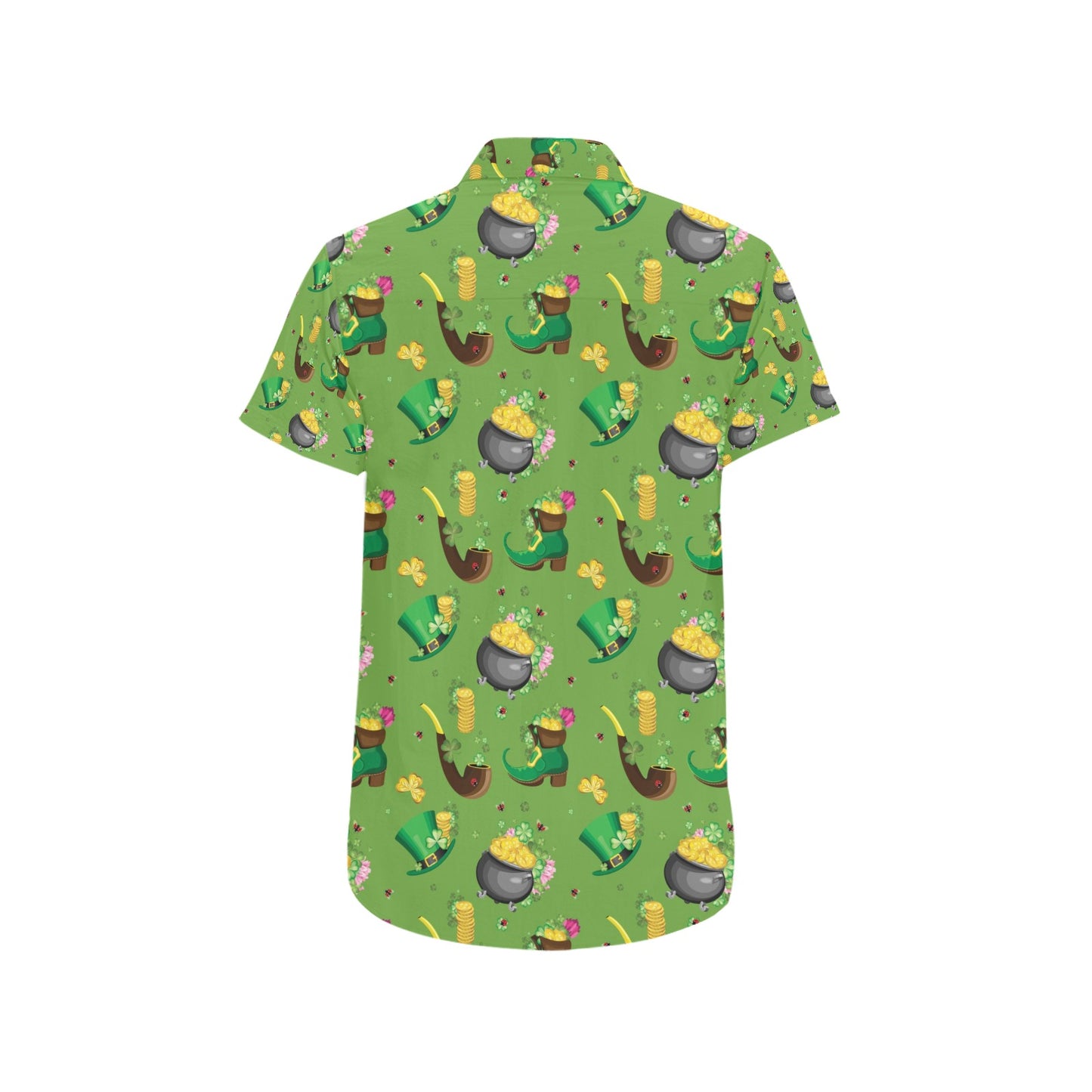 Shamrock Saint Patrick's Day Print Design LKS306 Men Short Sleeve Button Up Shirt
