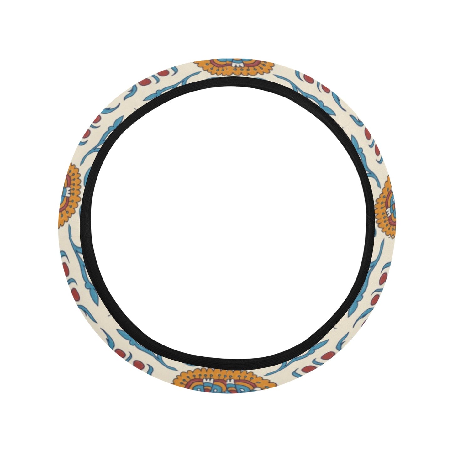 Suzani Print Design LKS301 Steering Wheel Cover with Elastic Edge