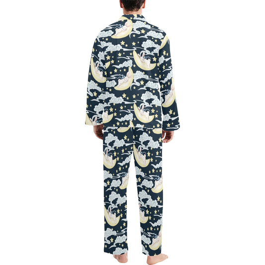 Rabbit Sleeping Pattern Print Design RB08 Men's Long Pajama Set