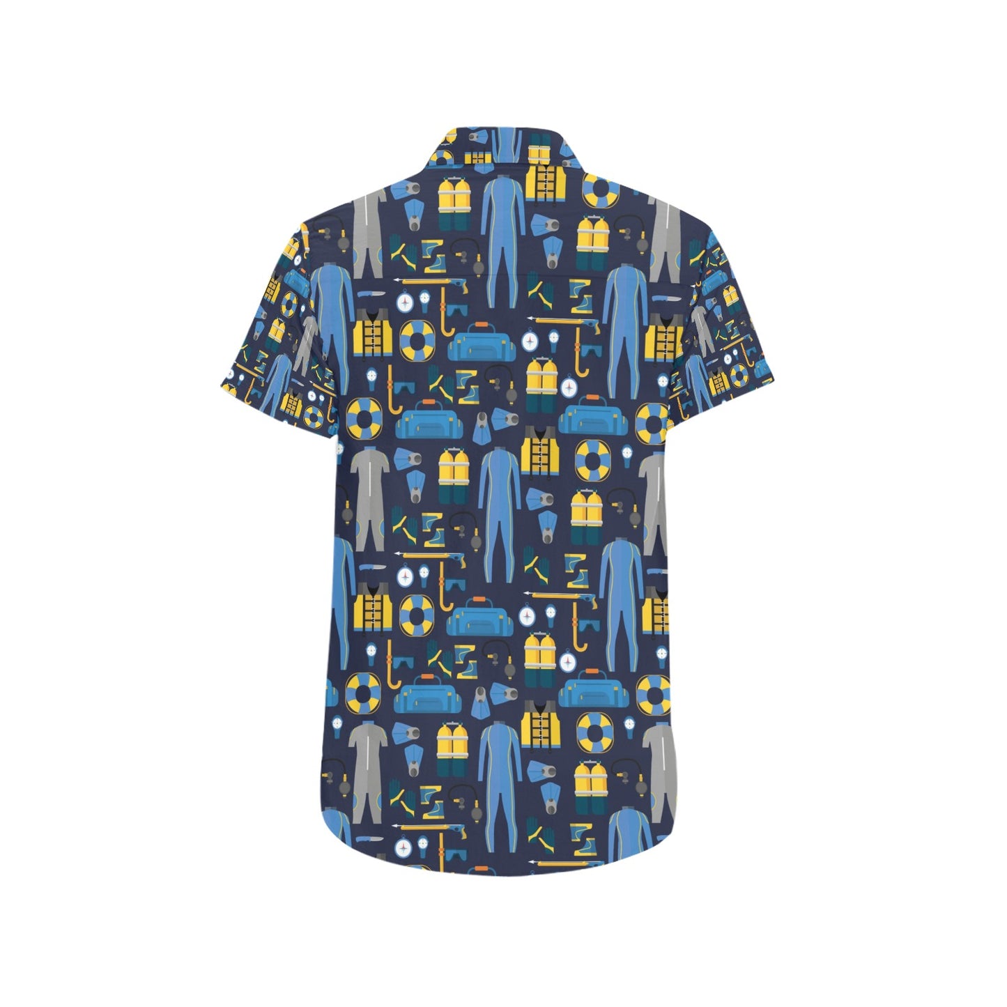 Scuba Equipment Print Design LKS305 Men Short Sleeve Button Up Shirt