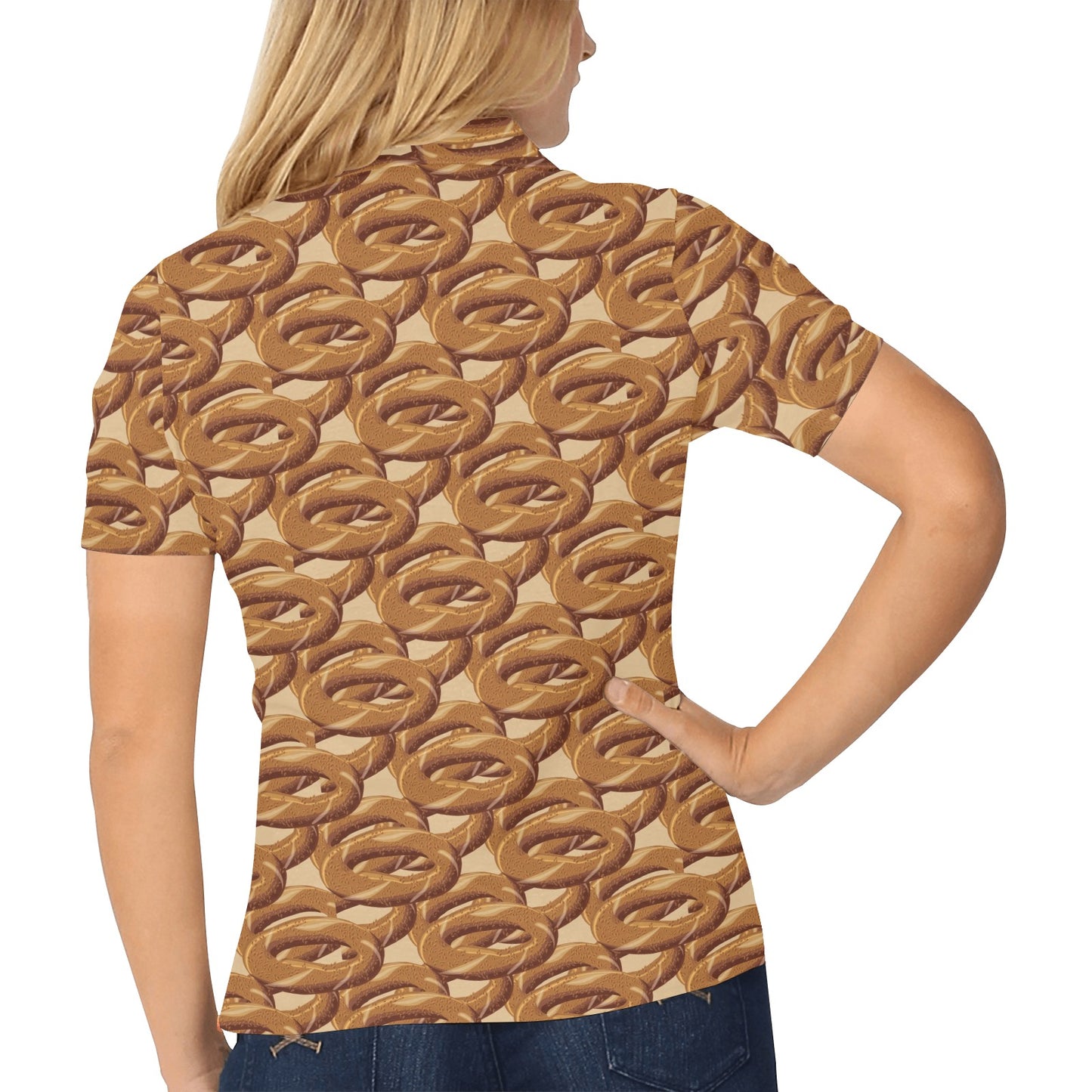 Bagel Pattern Print Design 02 Women's Polo Shirt