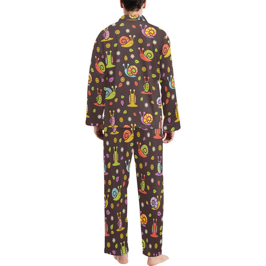 Snail Pattern Print Design 01 Men's Long Pajama Set