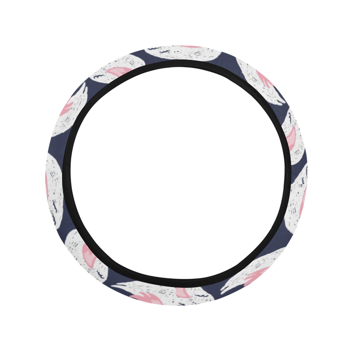 Swan Print Design LKS403 Steering Wheel Cover with Elastic Edge